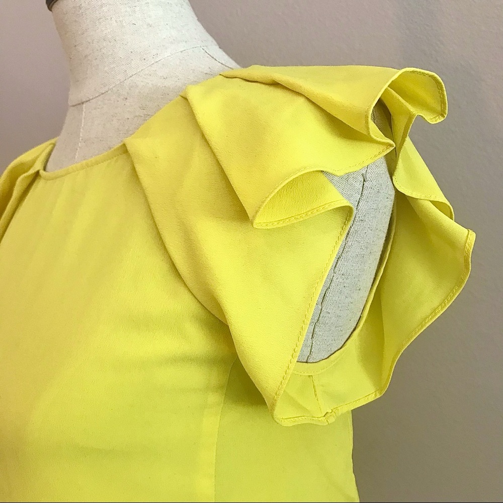 Zara Yellow Ruffle Sleeved Blouse - Picture 5 of 10